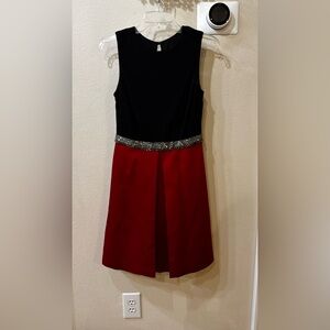 Aidan Mattox Black & Red Embellished A-Line Dress Size 4.